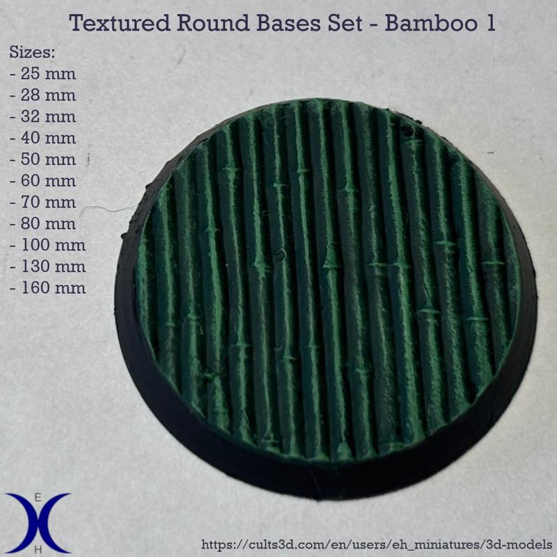Round Bases Set – Bamboo 1 Texture (25–160mm) | Perfect for Tabletop Wargames & RPG's