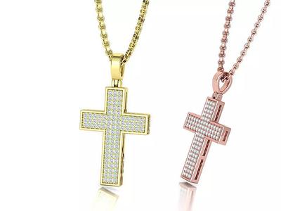 Diamond Cross 24mm Height Straight Classic Cross Necklace