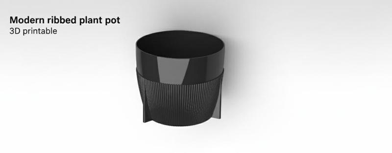 Modern Ribbed Plant Pot – Stylish, Easy-to-Print Design