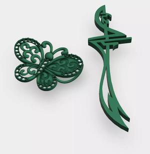 butterfly diamond pendant and zulfiqar sword pendant
