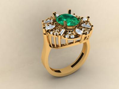 Emerald diamond ring 005