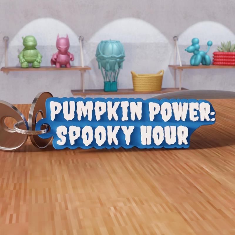 3D Pumpkin Power Spooky Hour Keychain STL File - 454