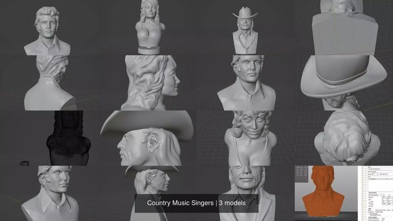 Country Music Singers 3D Model Collection