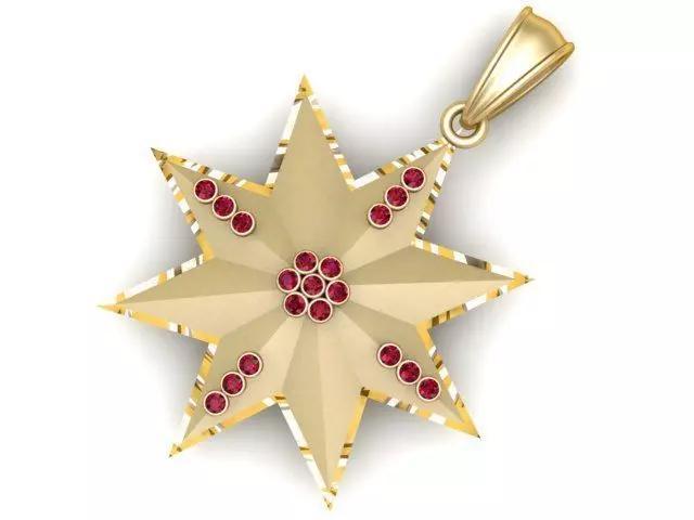 Gold star pendant 3D printable model