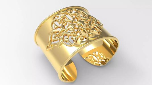Gold cuff bangle Islamic design model bg0006