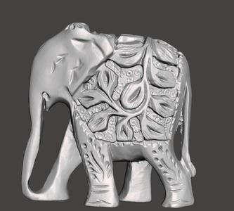 Hand Carved Wooden Elephant stl 3d scanned Figurine