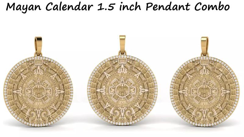 Mayan Calendar 1 and half inch Diamond Pendant