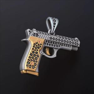 Jewelry Gun Pendant With Diamonds
