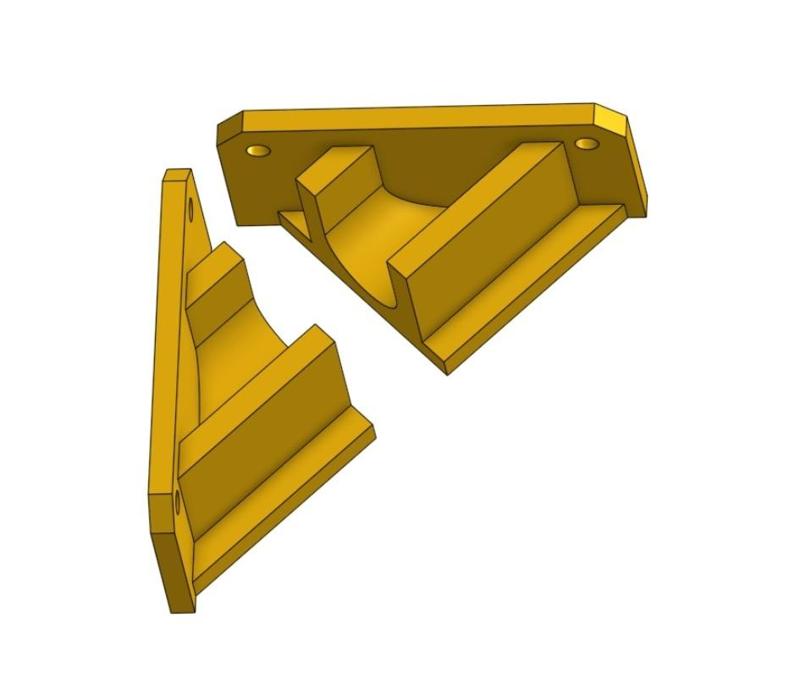 2X 45DEGREE BRACKET FOR 1IN DIA OD ALUM CURTAIN ROD OPPOSITE ENDS MAKE 90DEG  CONFIG