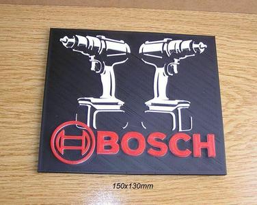 Bosch tools, sign, signboard, logo, sign, print3d, drill, battery, hammer, hammer