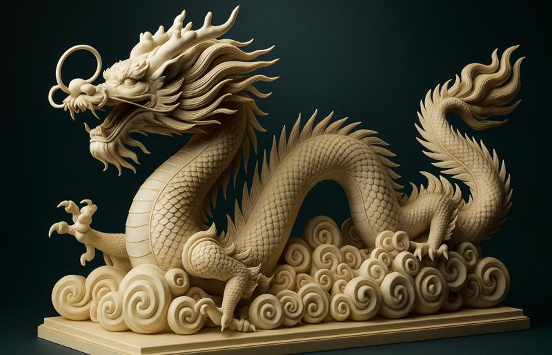 Chinese Dragon on Cloud – 3D Printable Figure