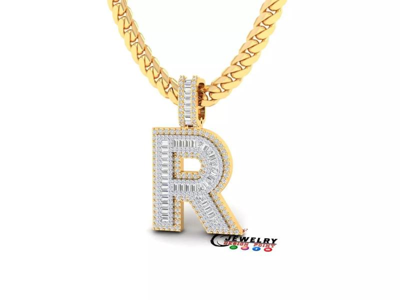 Custom Initial R Letter Diamond  A to Z Alphabet Bug Necklace