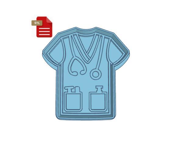 Nurse/Doctor Scrub Cookie Cutter and Stamp #2