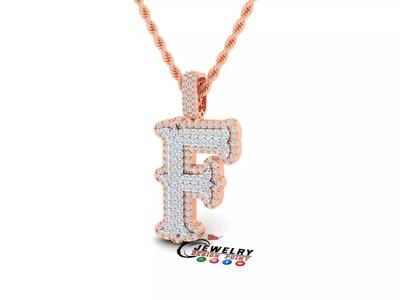Custom Initial F Letter Diamond  A to Z Alphabet  Necklace