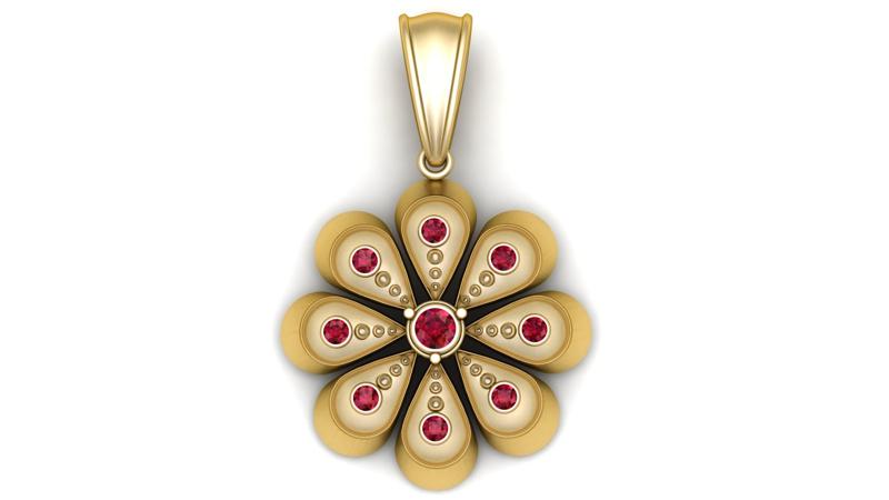 Golden Blossom Ruby Pendant