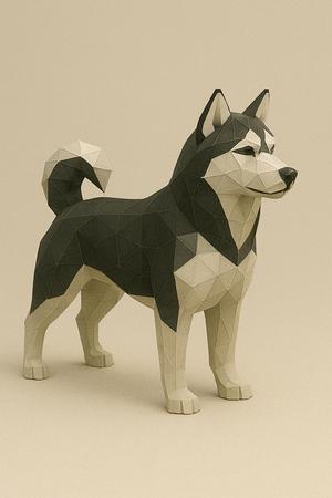 Siberian Husky Low Poly 3D Model