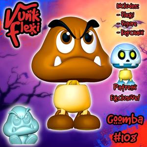 Super Mario Goomba MultiColor Flexi Print-In-Place + figure & keychain