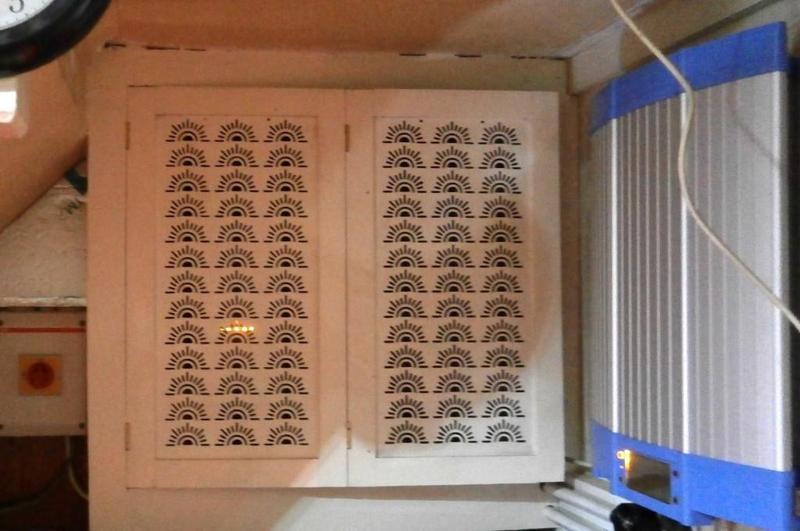 Ventilated Solar Cupboard Door panel to hide away 2 Soladin 600  Grid Tie inverters or any make of Grid Tie Inverters