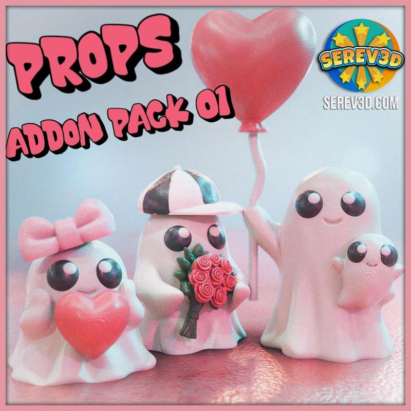 Serev3D Props Addon Pack - Love Edition ❤️ (Ghosts, Spiders & Minis, STL/3MF, No Supports)