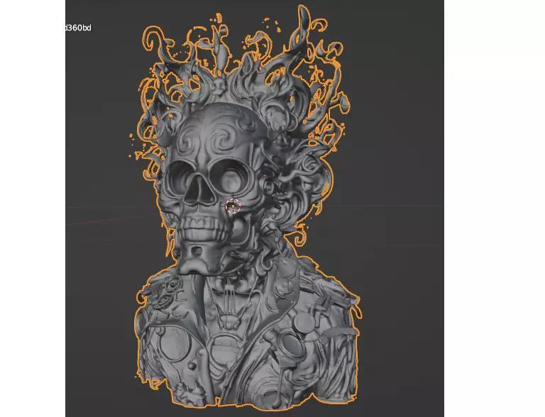 flaming skull 3d model
