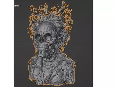 flaming skull 3d model