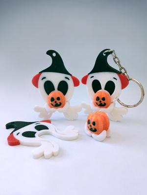 Halloween Ghost Pumpkin Keychain and Guitar Strap Button Locker