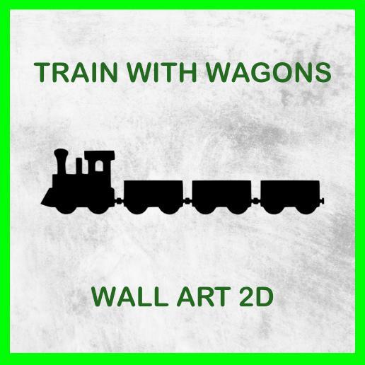 TRAIN WITH WAGONS KIDS ROOM WALL ART 2D 02