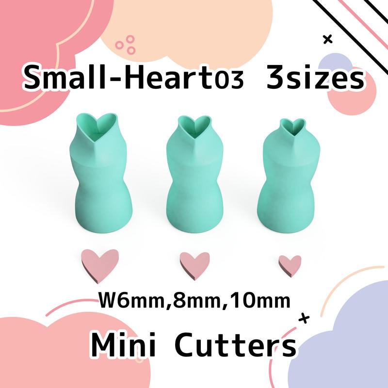 Small Hear03t＊ 3 Polymer Mini Clay Cutters＊Cookie Cutters＊Sugar Craft＊3 Sizes＊w6mm, 8mm, 10mm