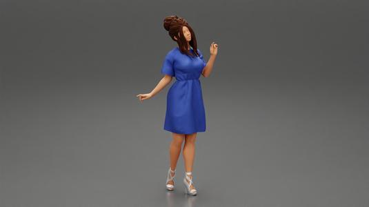 Beautiful Woman with Hair Style in Fashion Dress 3D print model