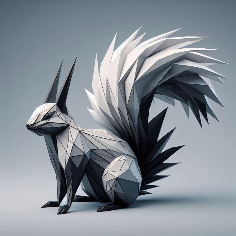 Squirrel Sculpture - Low-Poly