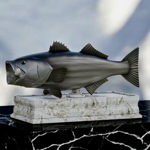 fish striped bass (Morone saxatilis) statue with storage space / for 3d printing
