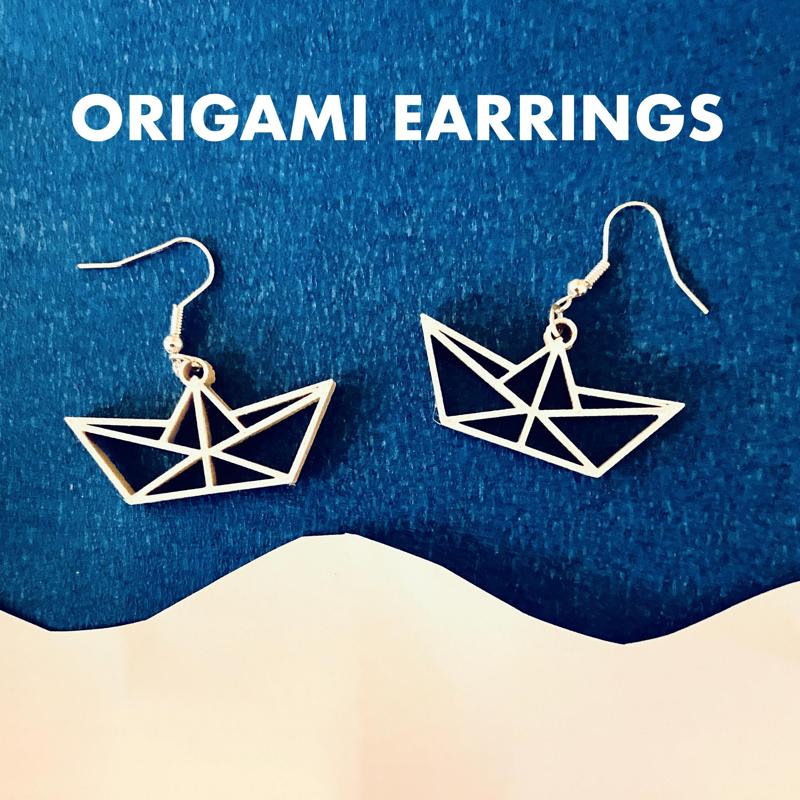Origami Paper Boat Earrings