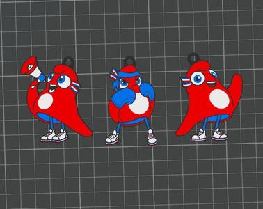 Pack STL Mascot Olympic Games Paris 2024 (3 Keychains)🔑