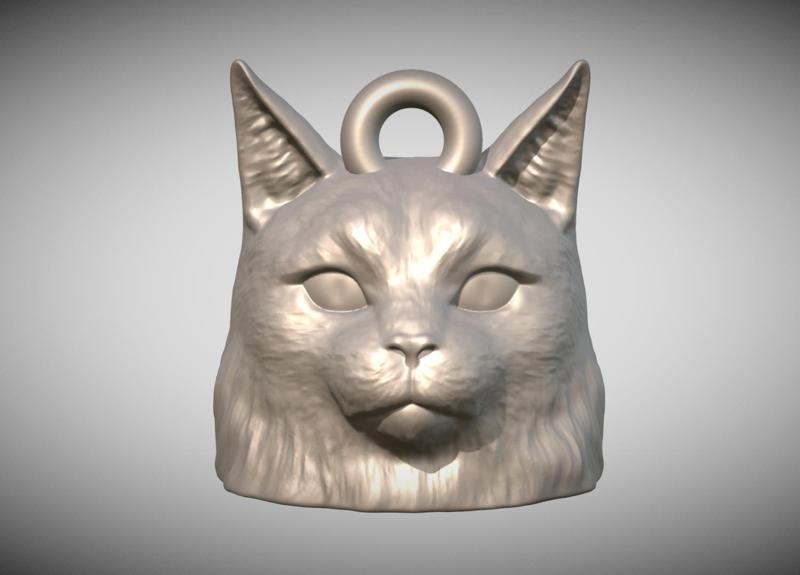 Maine Coon cat head key ring for 3D printing