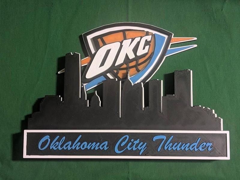 Oklahoma City Skyline and OKC Thunder Logo