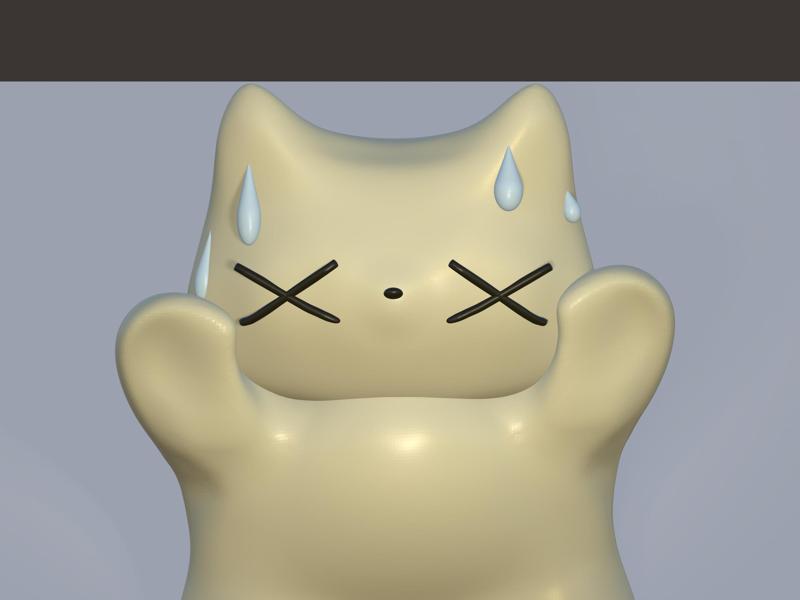 anic Cat2  – X-Eyed Standing Cat Figurine (3D Printable)