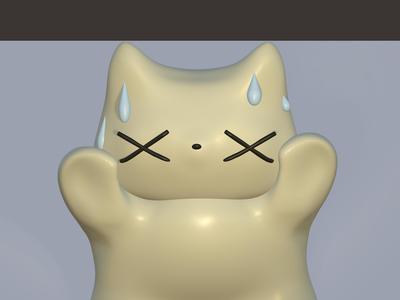 anic Cat2  – X-Eyed Standing Cat Figurine (3D Printable)