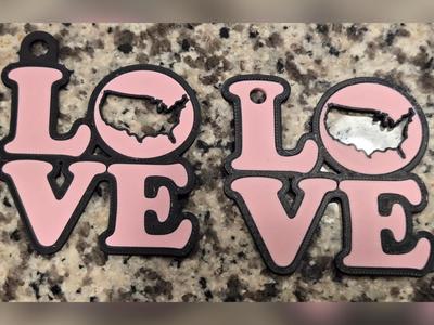LOVE Sign USA Outline Keychain and Magnet