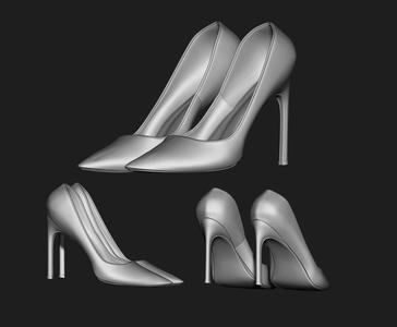 4 SET FASHIONABLE PENDANT WOMENS SHOES HALF-BOOTS 3D MODEL COLLECTION