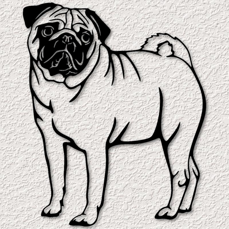 realistic Pug dog wall art pug puppy wall decor 2d art animal
