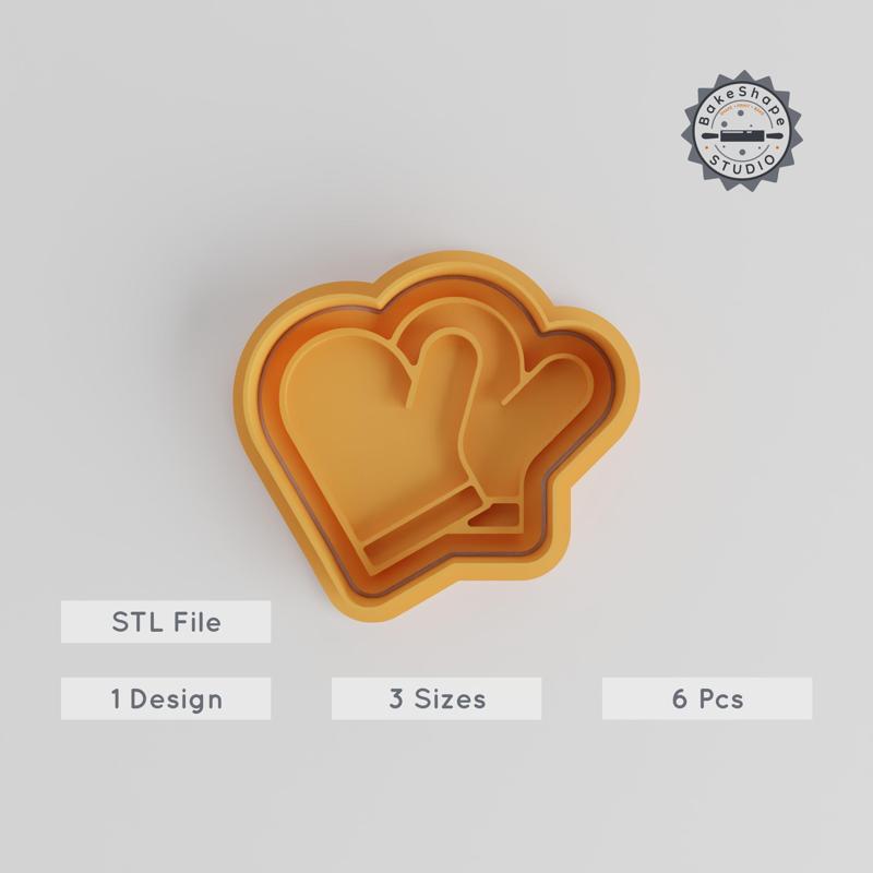 Gloves Cutter & Stamp, Cookie Fondant Decoration, Winter Mittens Design, 3 Sizes, 6 Piece Set PRODUCT_4888