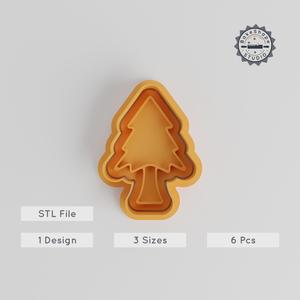 Pine Tree Cookie Cutter & Stamp Set, Nature Woodland Tree Shapes, 6-Piece, S/M/L Sizes for Cookies & Fondant PRODUCT_4923