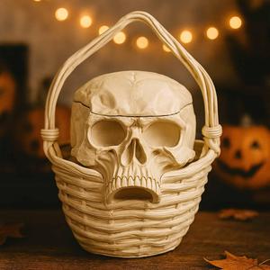 Skull Halloween Basket STL File 3D Printable No Supports
