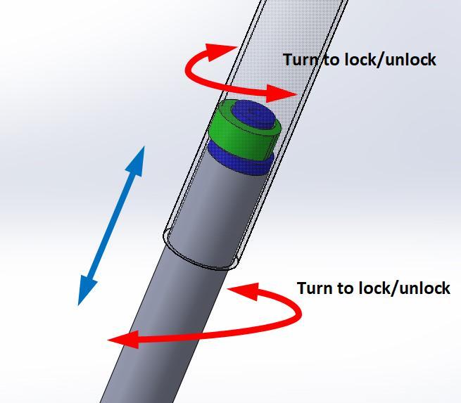 Eccentric locking for telescopic pool net