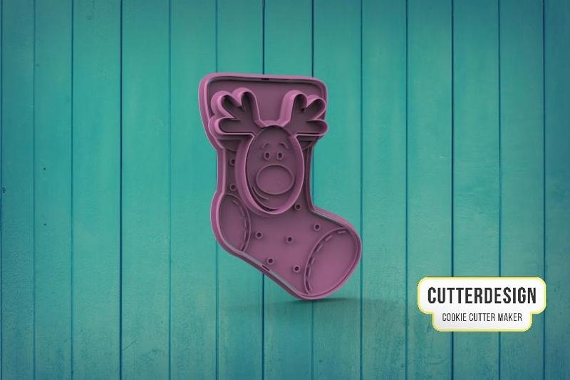 Christmas Stocking With Reindeer Cookie Cutter