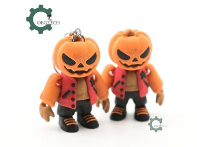 Cobotech Halloween Urban Pumpkin Head Articulated Keychain - Cute Backpack Keychain