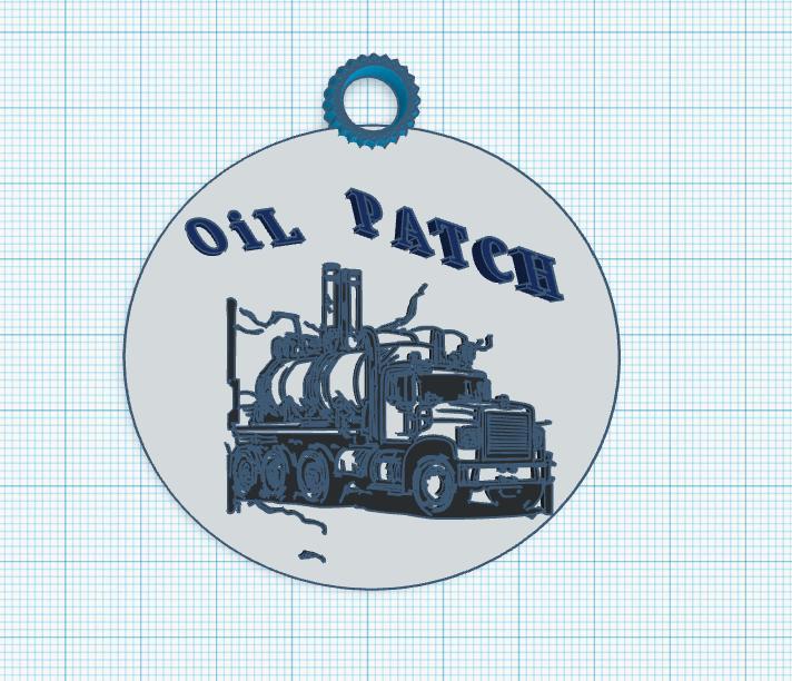 TRUCKER OIL PATCH COIN OR KEYRING