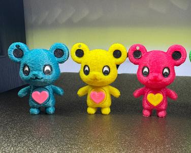 Fuzzy Teddy Bear Keychain Valentine LOVE