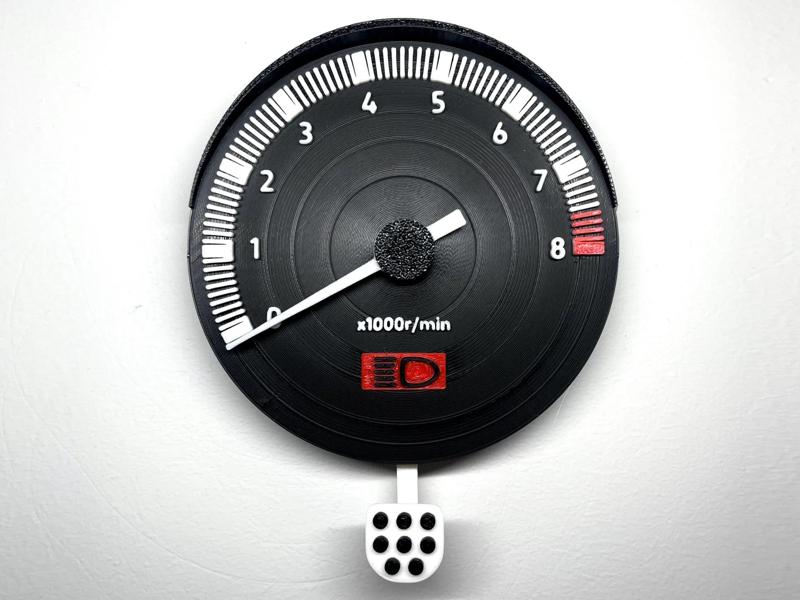 Keychain, articulated decoration, AE86 tachometer