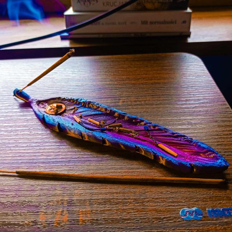 Stick incense holder feather